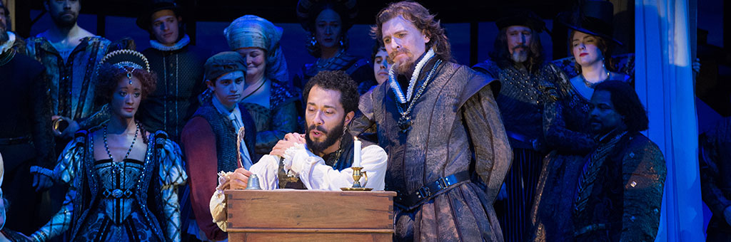 Ensemble in scene from Shakespeare in Love