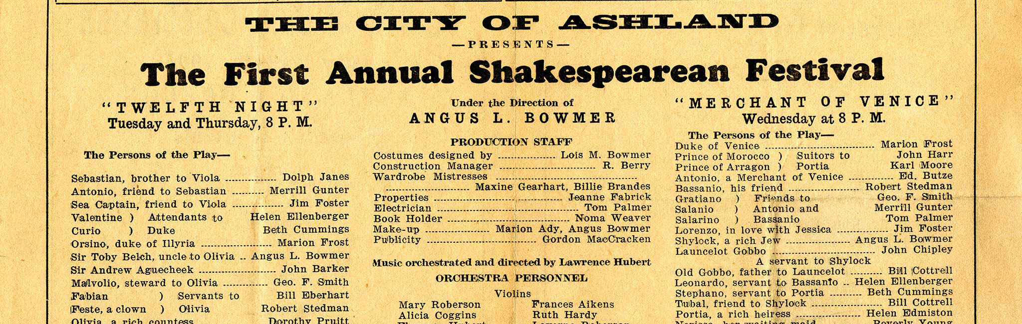 Timeline of Oregon Shakespeare Festival's Rich History